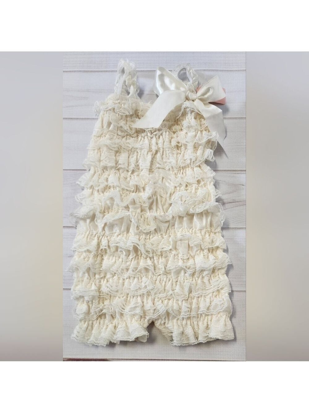 Little Girls Ivory Lace Ruffle Romper Large / 2-3 Years - New With Tags